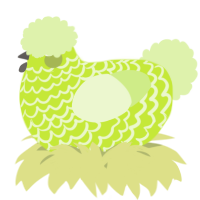 A lime and apple chicken with a lace pattern