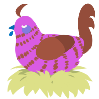 A orchid and russet chicken with a bar pattern