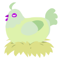 A apple and gluppy chicken with a head pattern