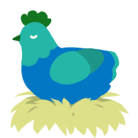 A sapphire and turquoise chicken with a head pattern