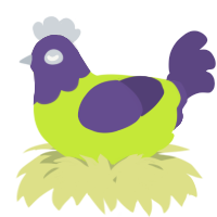 A lime and overcast chicken with a head pattern