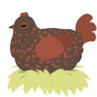 A bark and russet chicken with a speckle pattern