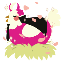 A fuchsia and white chicken with a head pattern