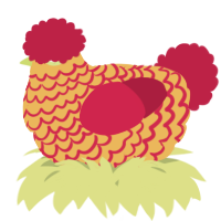 A honey and crimson chicken with a lace pattern