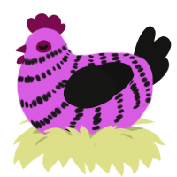 Myspace, a orchid and black chicken with a bar pattern