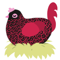 A sable and crimson chicken with a double-lace pattern