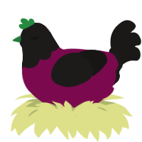 Beast Boy, a wine and sable chicken with a head pattern