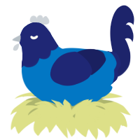 A sapphire and navy chicken with a head pattern