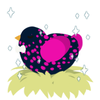 A tumblr and fuchsia chicken with a speckle pattern