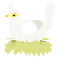 Dove of peace, a white chicken with a neck-speckle pattern