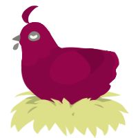 A maroon chicken with a head pattern