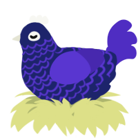A navy and indigo chicken with a lace pattern