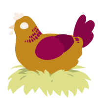 A ochre and maroon chicken with a neck-band pattern