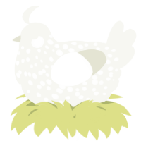 A white chicken with a speckle pattern