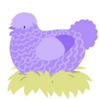 A lilac chicken with a lace pattern