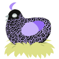 Victorian Funeral, a black and lilac chicken with a double-lace pattern