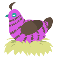 Gloink Doinker, a orchid and bark chicken with a bar pattern