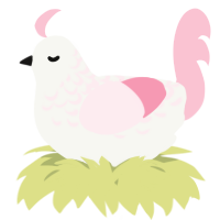 A white and rose chicken with a half-lace pattern