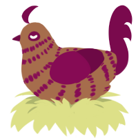 A brown and wine chicken with a bar pattern