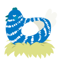 A sapphire and white chicken with a bar pattern