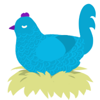 Bisky Bluesky, a cerulean chicken with a double-lace pattern