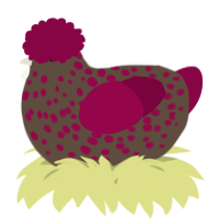A bark and maroon chicken with a speckle pattern