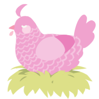 A pink chicken with a lace pattern