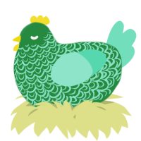 A viridian and mint chicken with a double-lace pattern