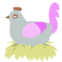 frankie, a silver and lavender chicken