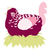 A maroon and rose chicken with a half-lace pattern