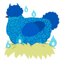 Twitter premium, a cerulean and ultramarine chicken with a double-lace pattern