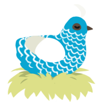 Waves, a cerulean and white chicken with a lace pattern