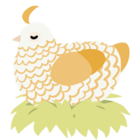 A white and honey chicken with a lace pattern