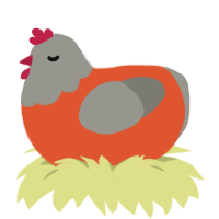 A vermilion and ash chicken with a head pattern