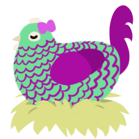 Springplum, a spring and plum chicken with a lace pattern