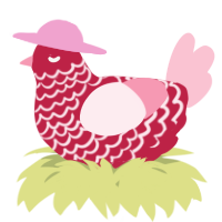 A crimson and rose chicken with a lace pattern