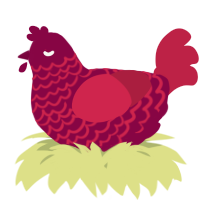 A maroon and crimson chicken with a lace pattern