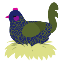 A navy and olive chicken with a double-lace pattern