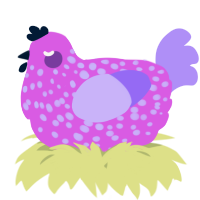 A orchid and lilac chicken with a speckle pattern