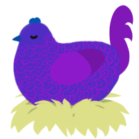 A indigo and violet chicken with a double-lace pattern