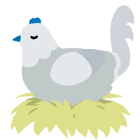 A silver and mist chicken with a head pattern