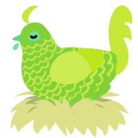 Lime Slush, a grass and lime chicken with a lace pattern