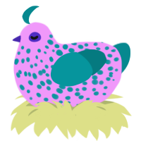 Your Love, a lavender and teal chicken with a speckle pattern