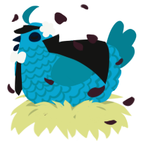 A cerulean and sea chicken with a lace pattern