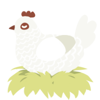 A white chicken with a lace pattern