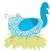 A cream and cerulean chicken with a double-lace pattern