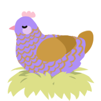 A lilac and gold chicken with a lace pattern