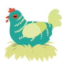 A turquoise and lemon chicken with a half-bar pattern