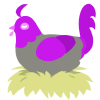 Scrimbly, a ash and amethyst chicken with a head pattern
