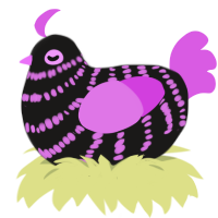 Scene, a sable and orchid chicken with a bar pattern